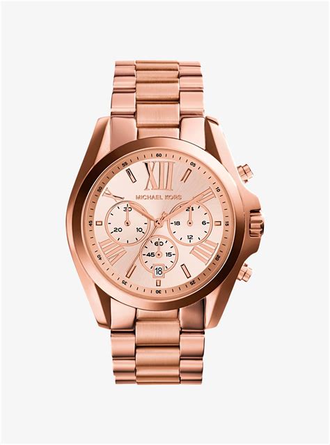 michael kors bradshaw rose gold-tone display watch rose gold|mk rose gold watch women's.